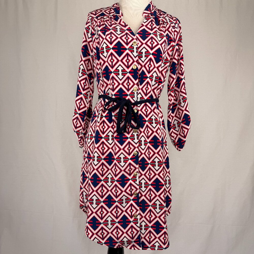 Peach Love California Women's Lightweight Red, White, & Blue Retro style Dress,